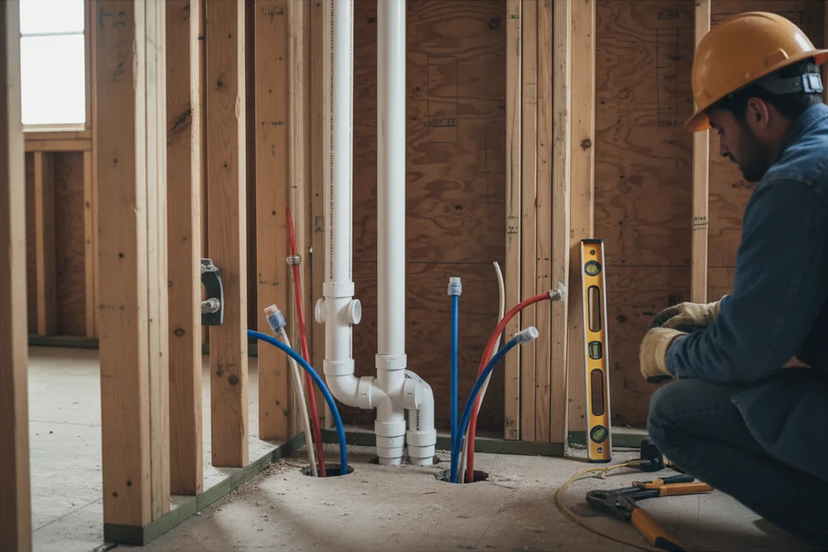 Drain and supply rough-in during Toilet Repair and Installation in West Jefferson